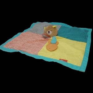 SKIP HOP LOVEY BEAR 2017 SECURITY BLANKET BRIGHT COLORS-TEETHER-SATIN TR…